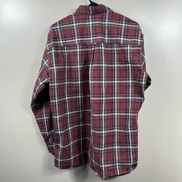 PENDLETON Men’s Metro Shirt Long Sleeve Button Up Red Plaid Cotton Size Large - Picture 2 of 5